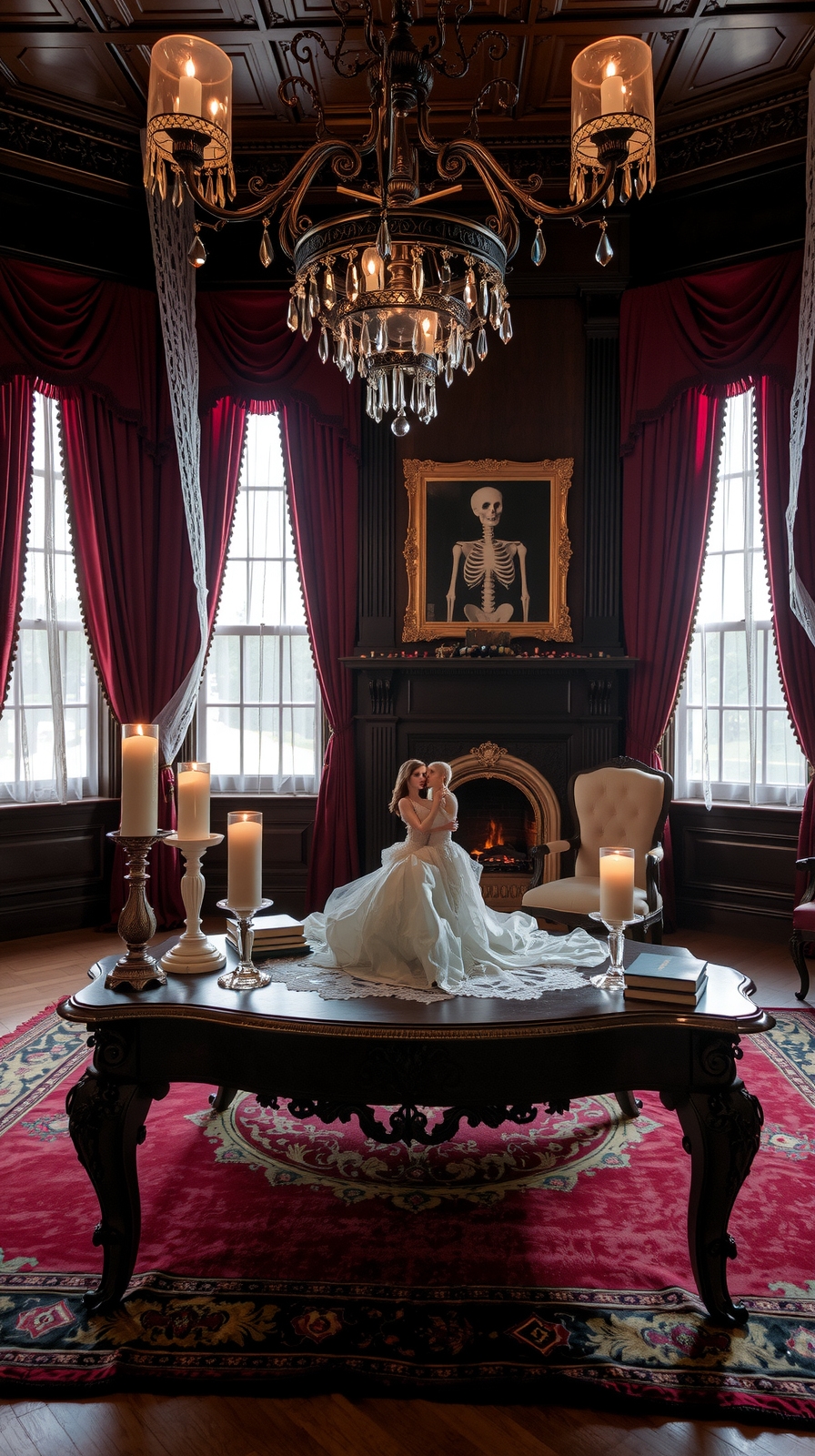 gothic skeleton couple display