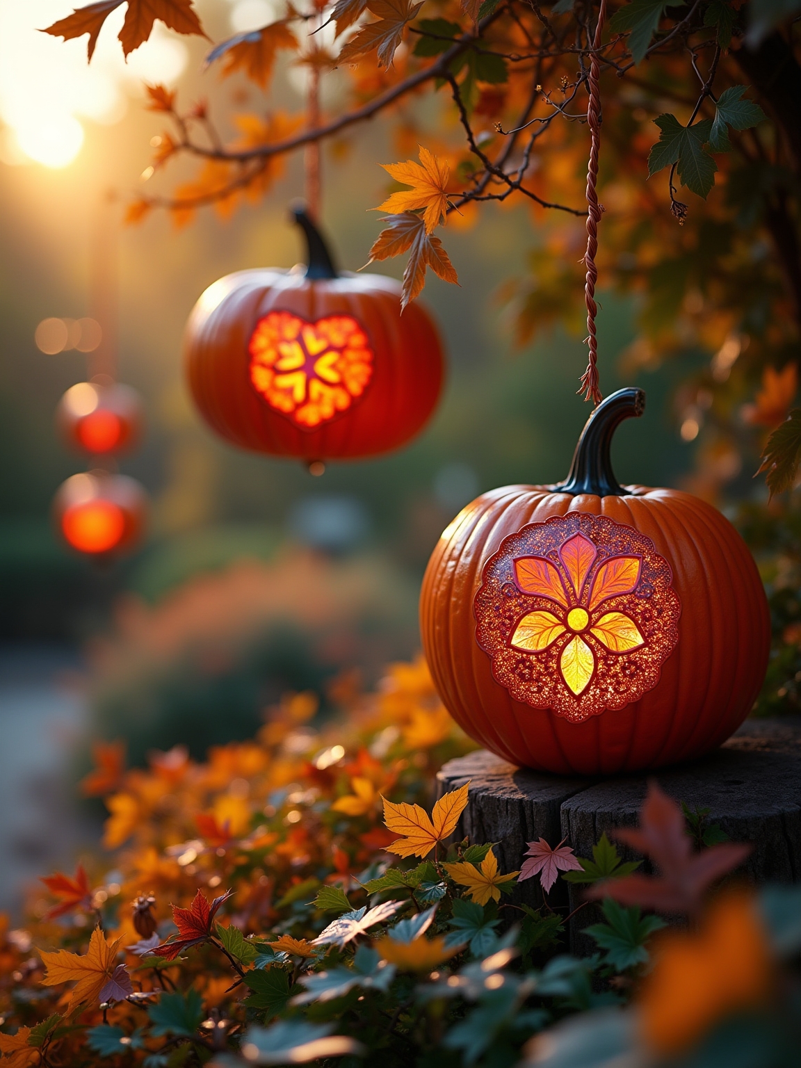 hanging pumpkins for displays