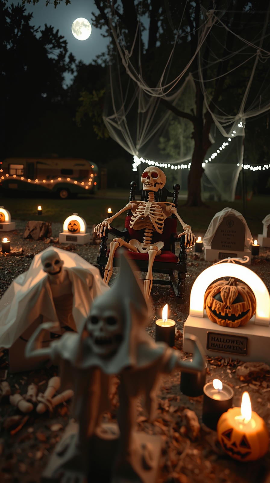 haunted graveyard campsite display