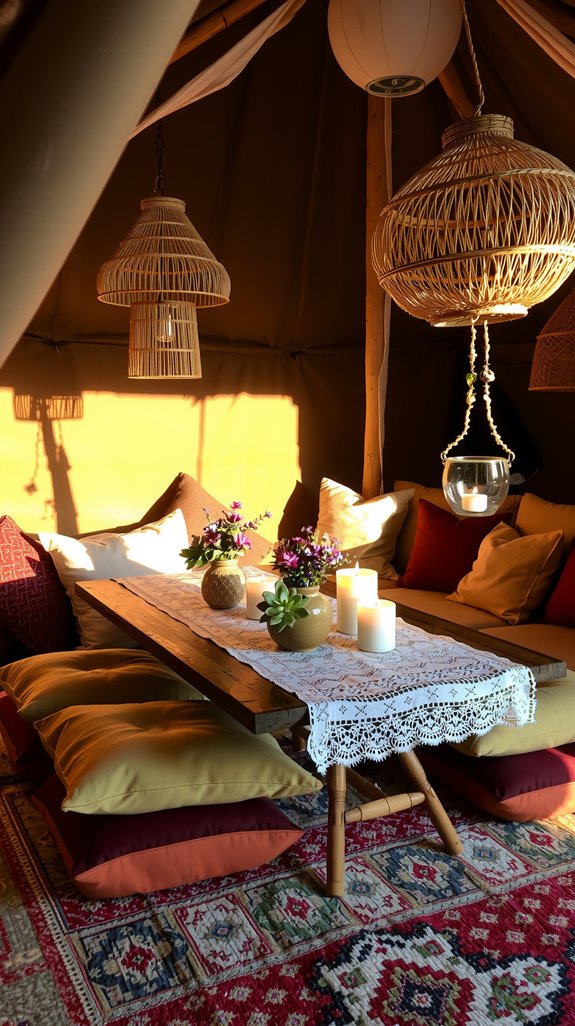 intimate boho dining setup