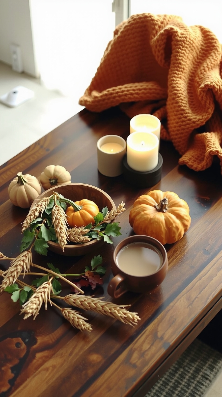 inviting fall coffee table display