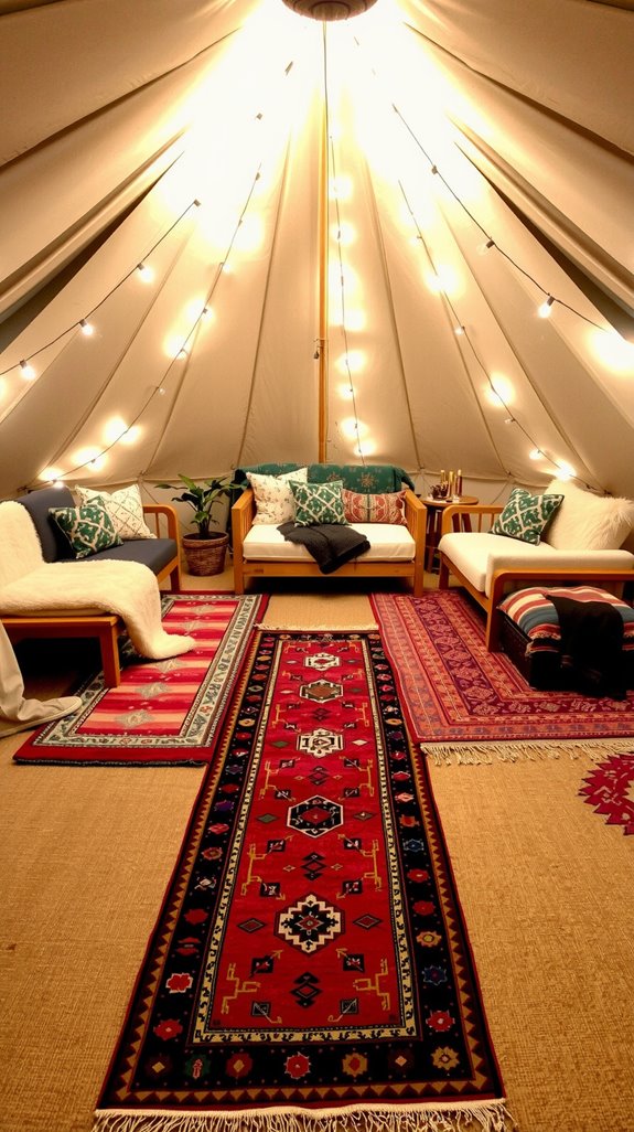 layered rugs for functional zones