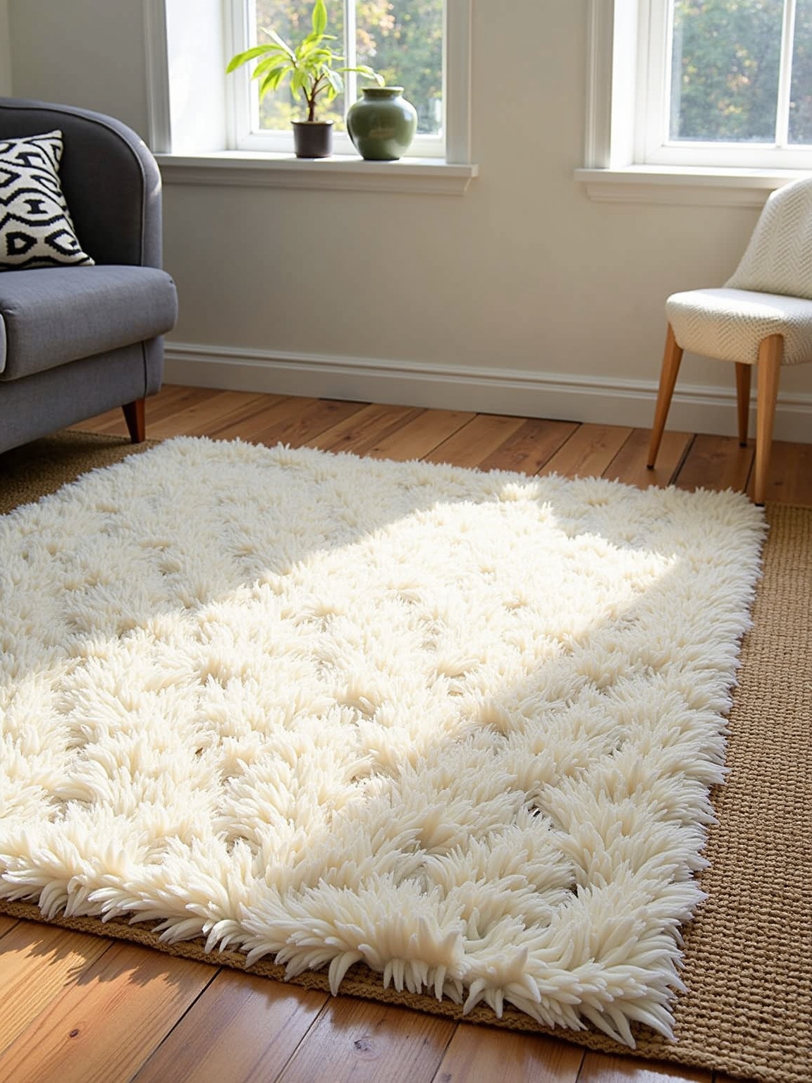 layering rugs for contrast