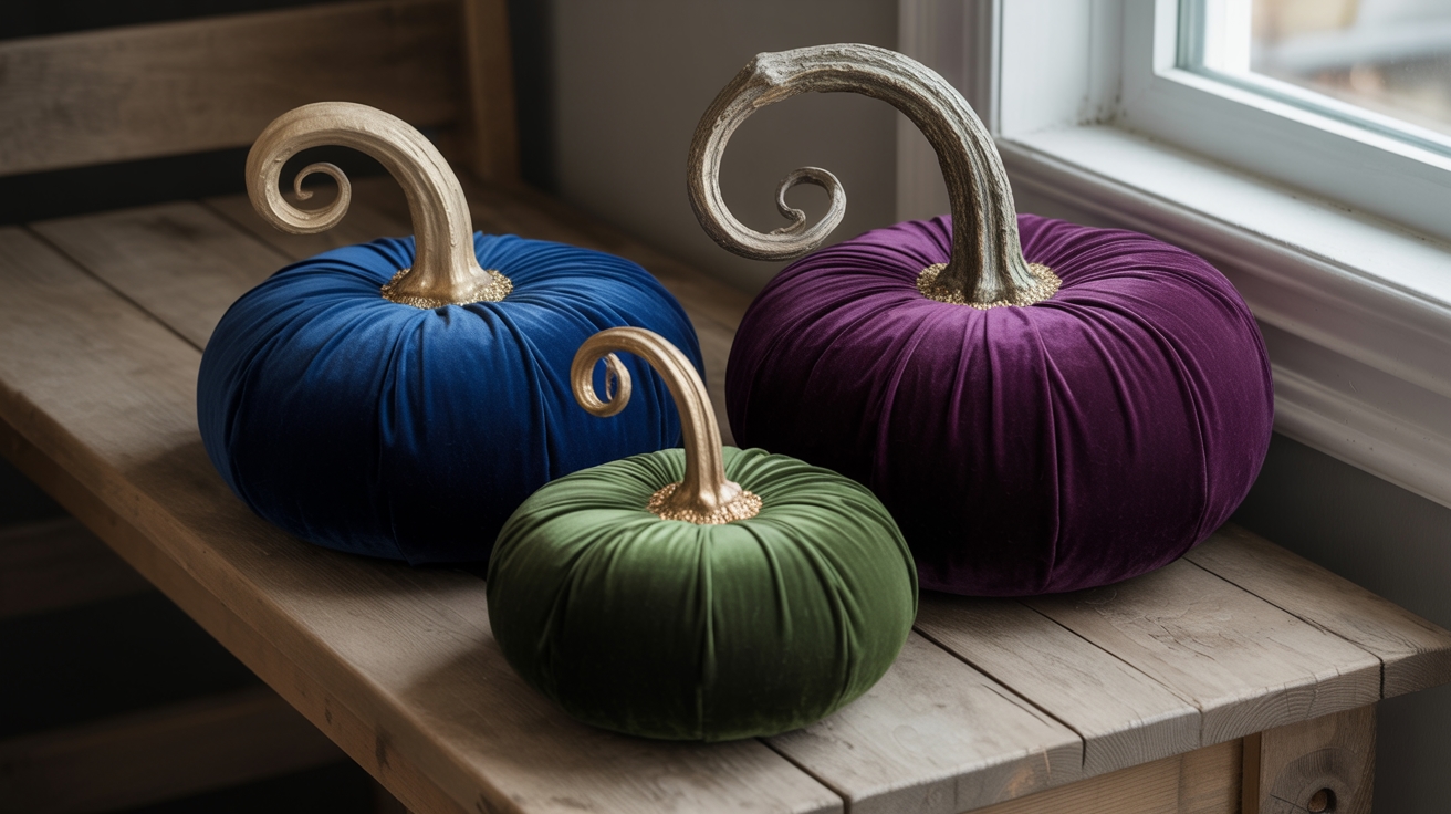 luxe velvet pumpkin decor