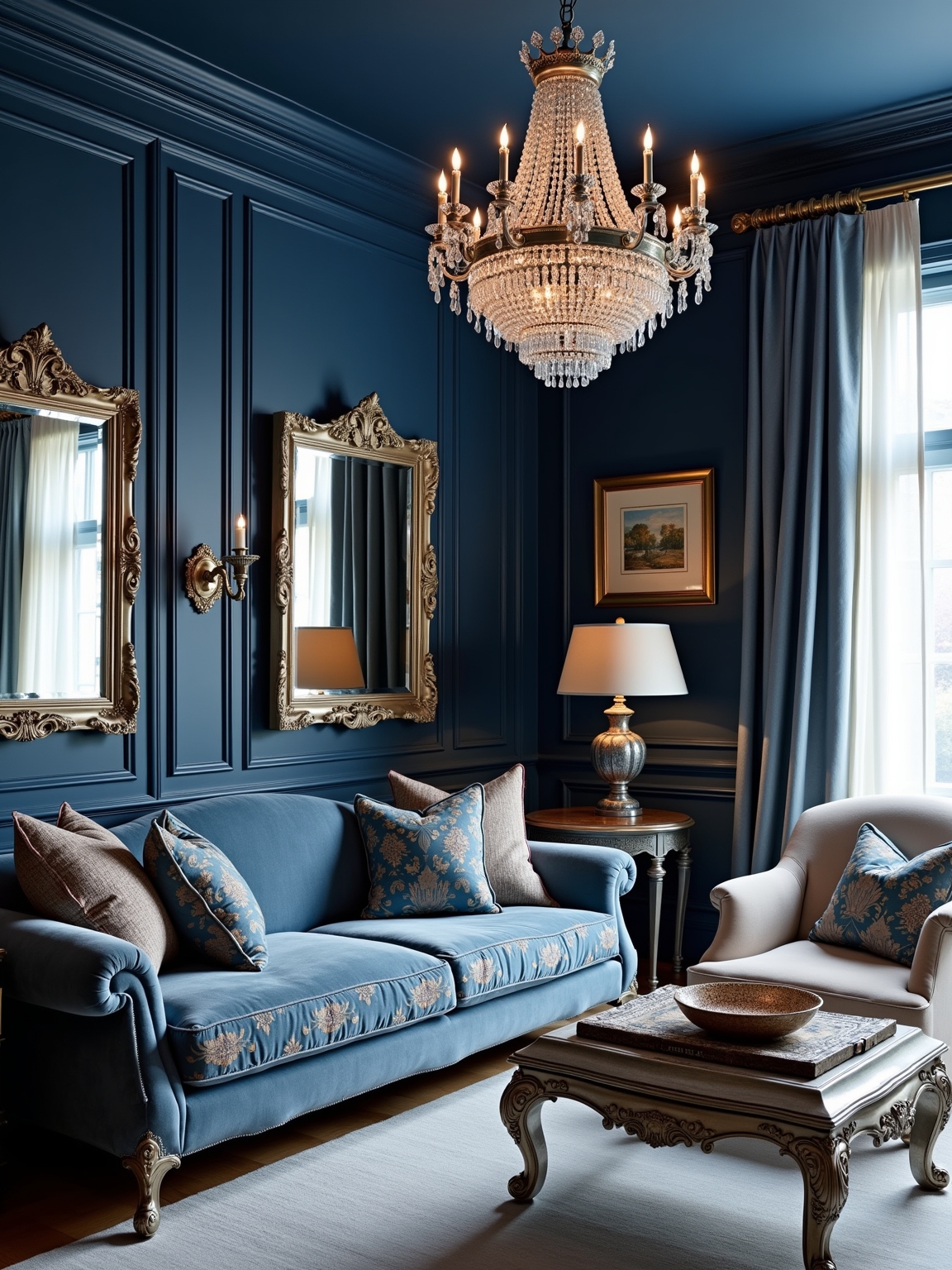 luxurious blue and silver