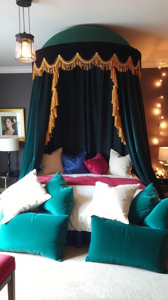 luxurious velvet canopy setup