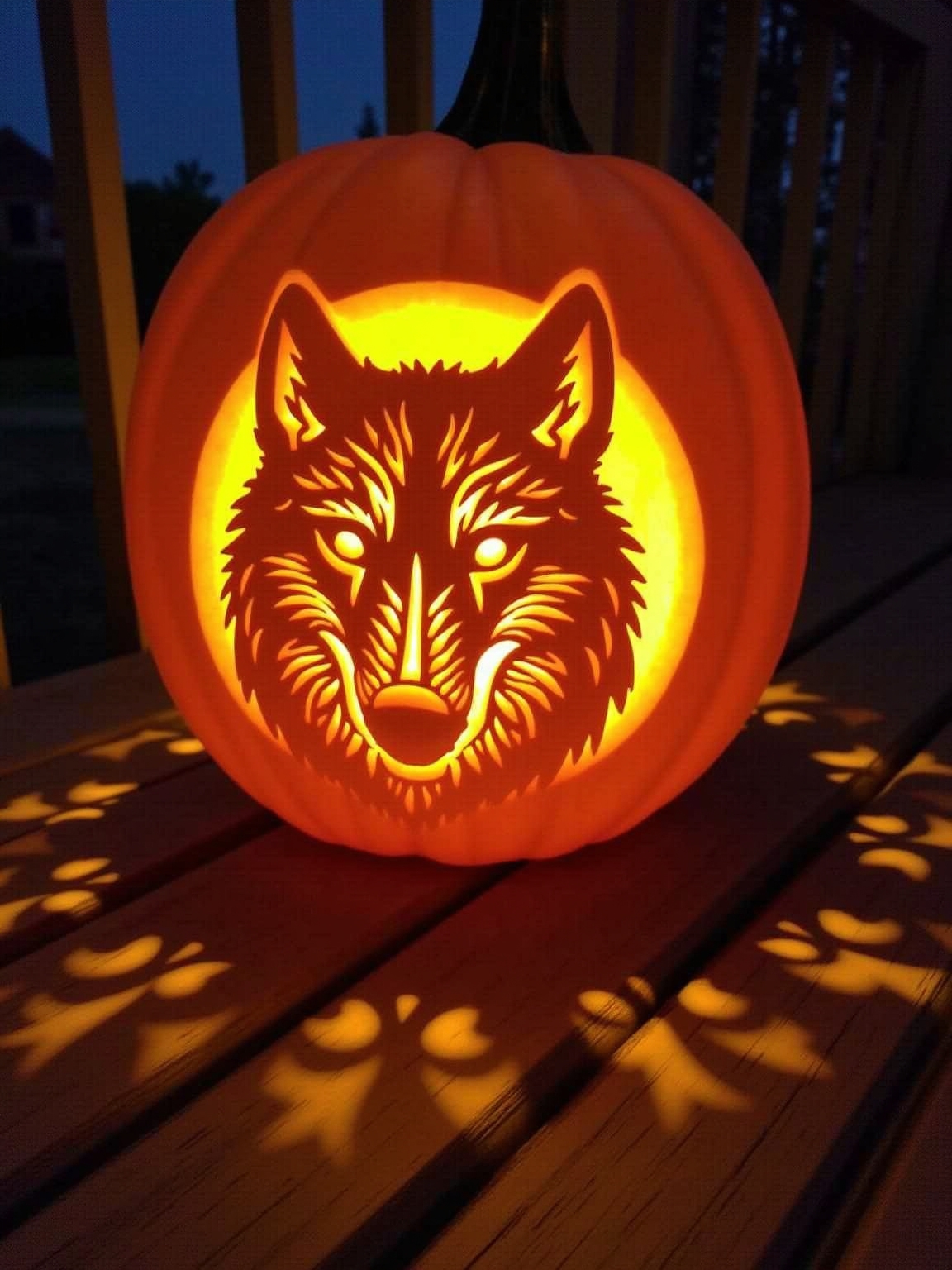 majestic wolf pumpkin design