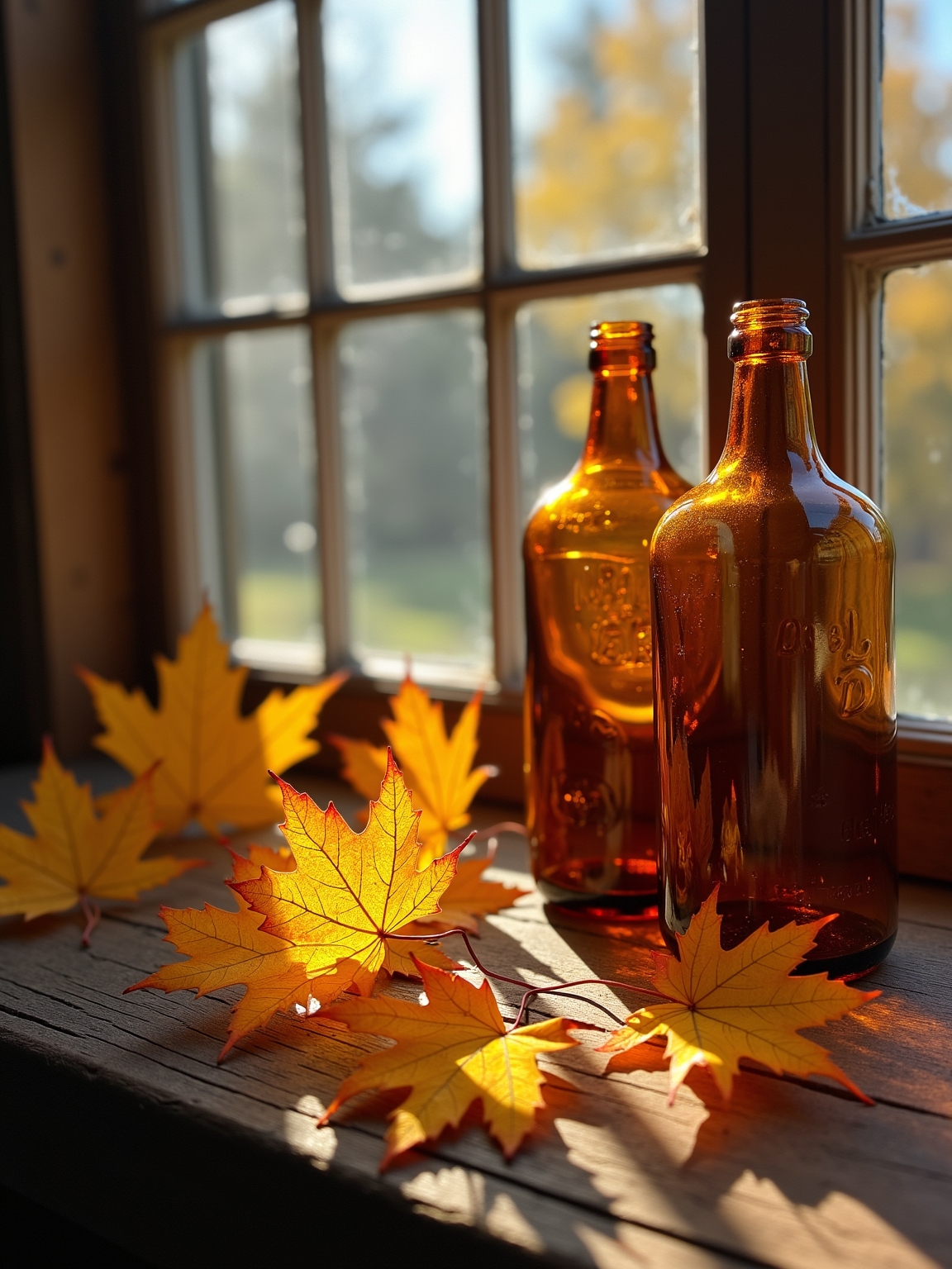 metallic leaves enhance decor