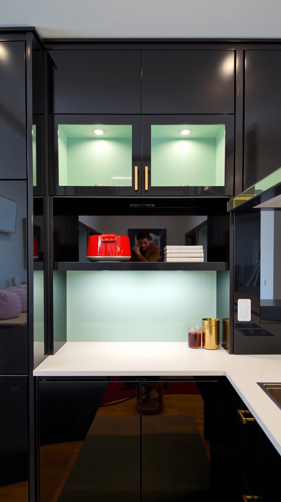 mint green black cabinet harmony