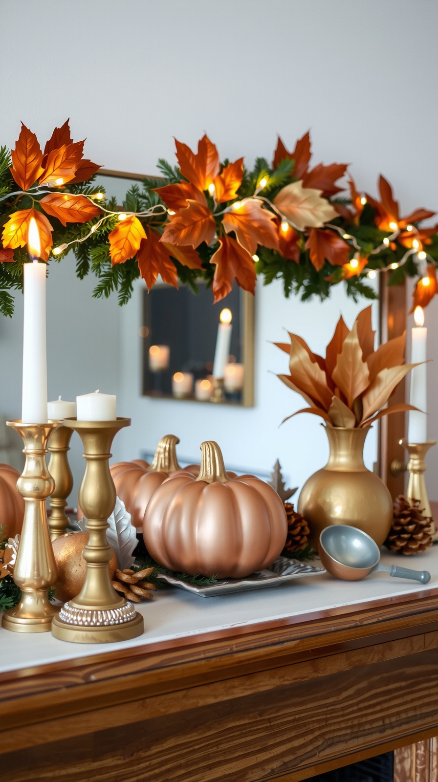 mixed metallic thanksgiving decor