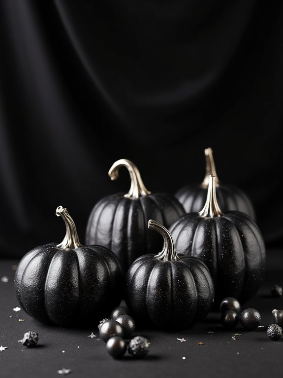 monochrome glitter pumpkin decor