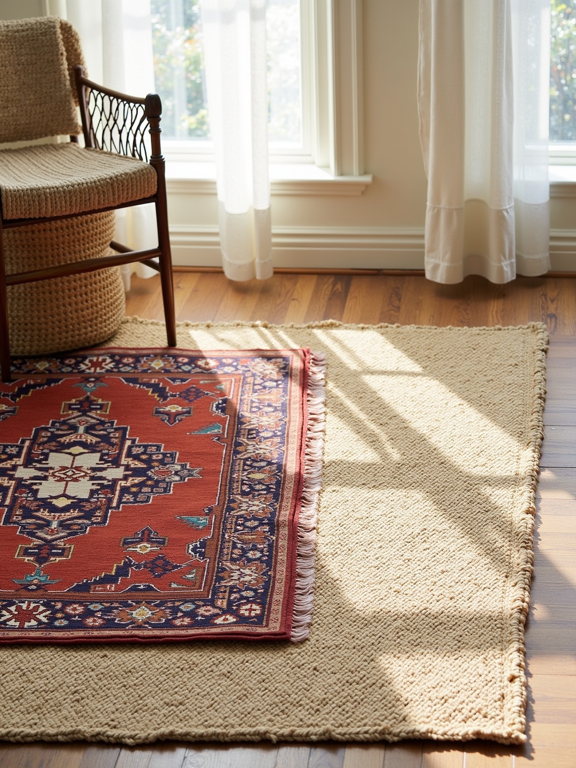 natural fiber rug layering