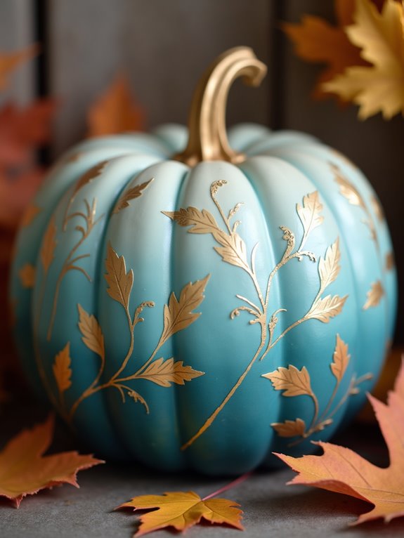 ombre botanical pumpkin painting