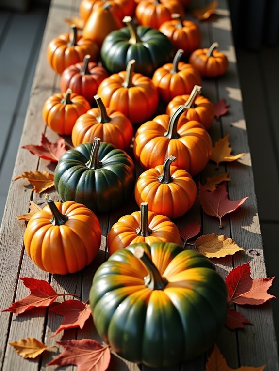 ombre pumpkin with leaves