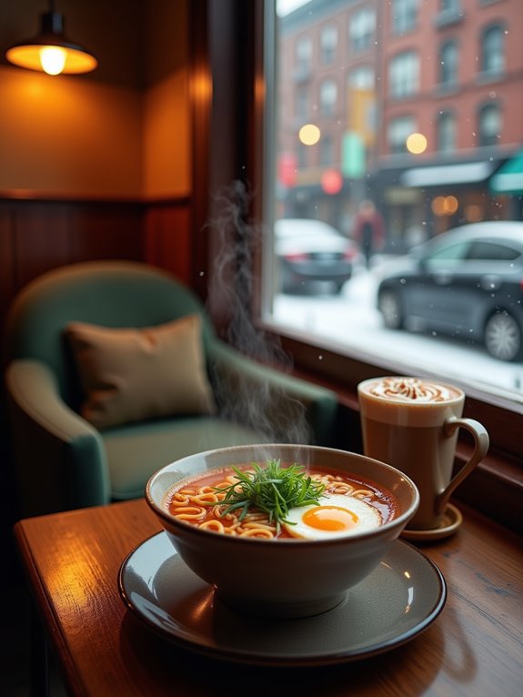 ramen and hot chocolate