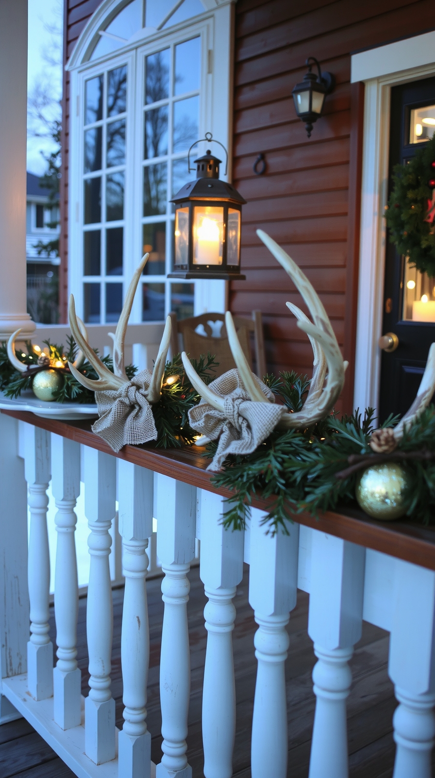 rustic antler evergreen decor