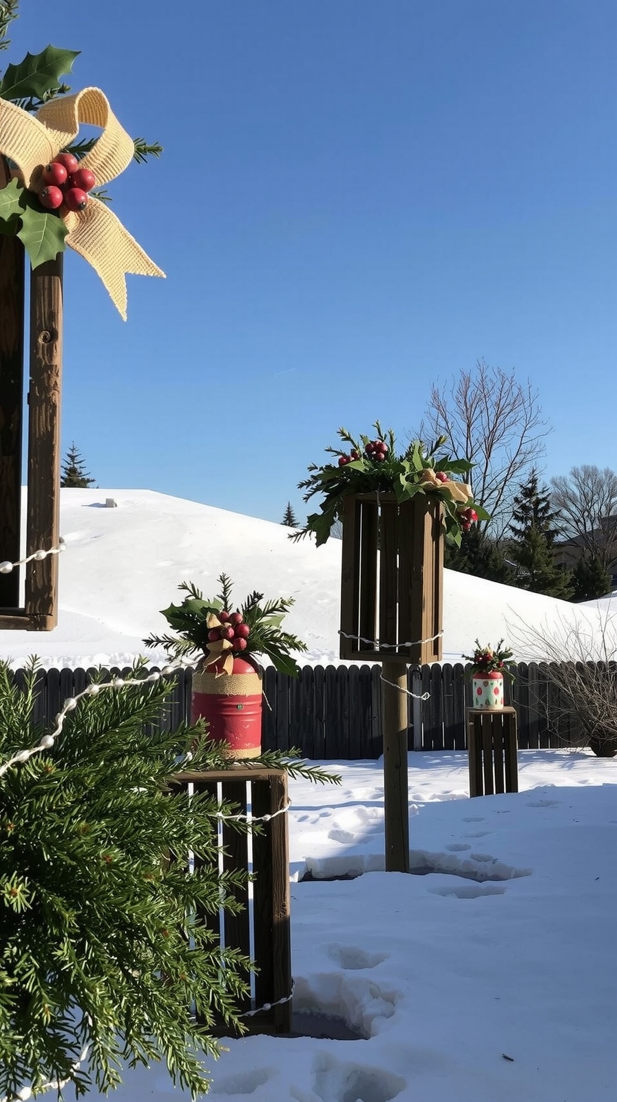 rustic stacked crate trees