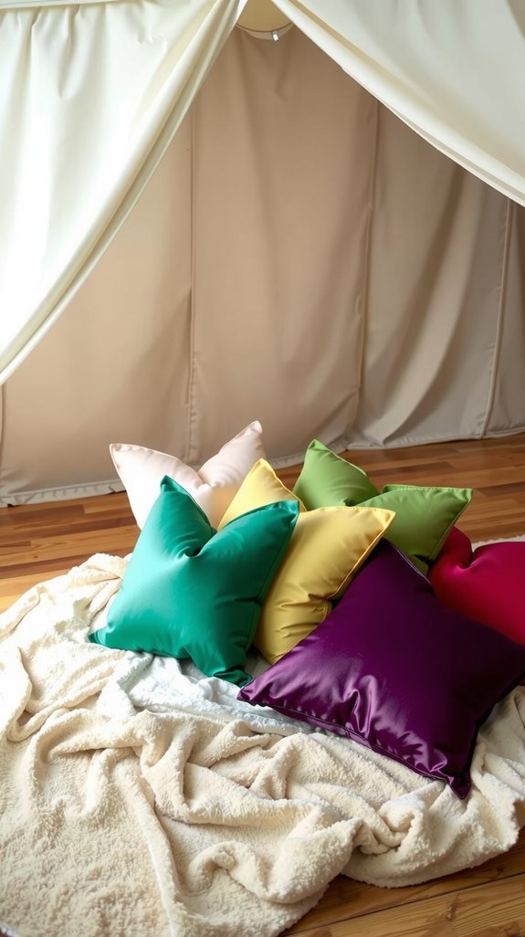silk pillows and throws arrangement