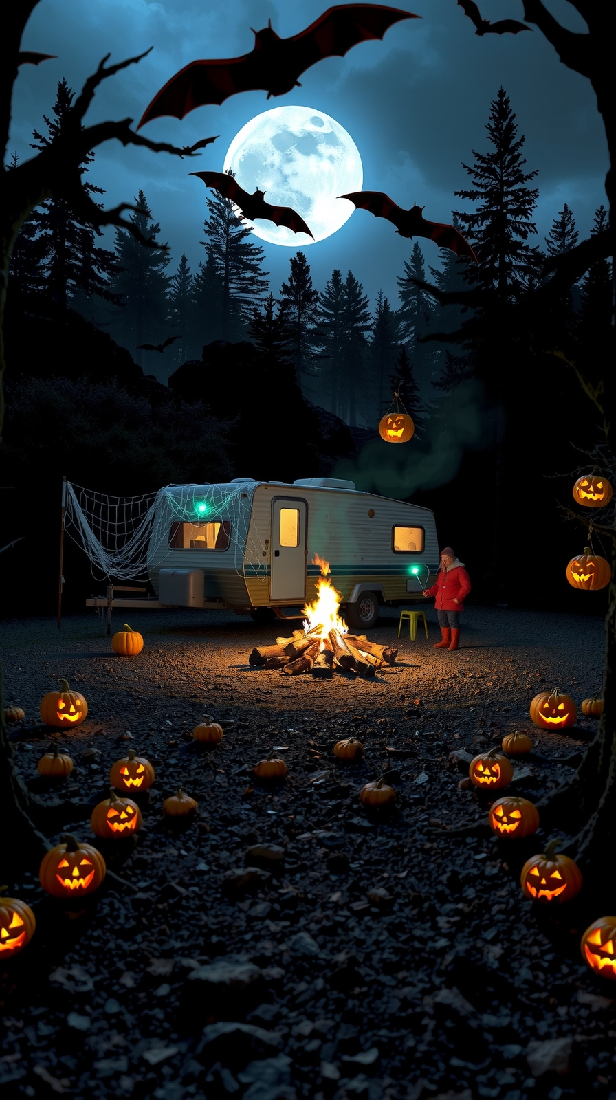spooky campfire halloween ambiance