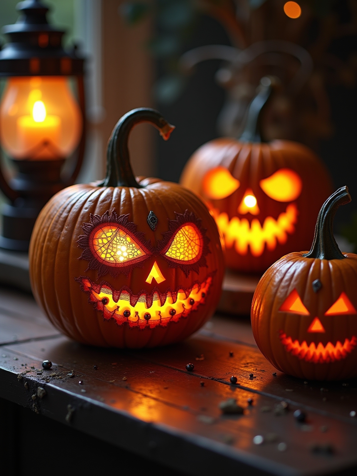 spooky gourd face carving