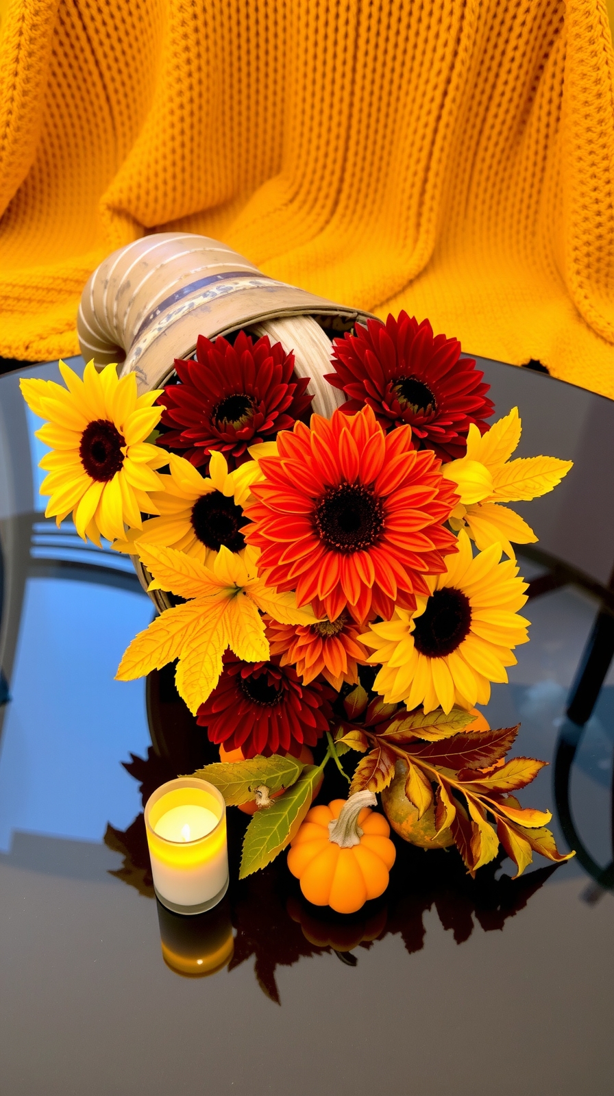 thanksgiving cornucopia floral arrangement