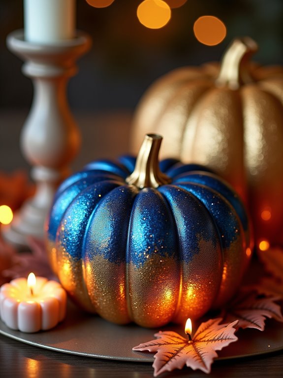 two tone glitter pumpkin decor