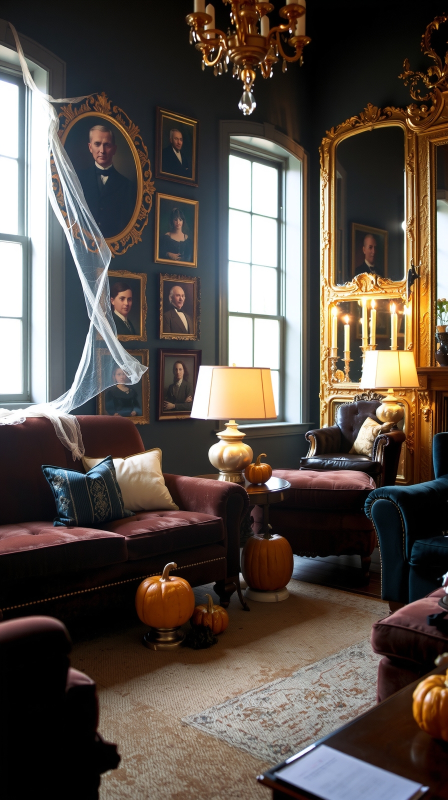 victorian mirrors and portraits