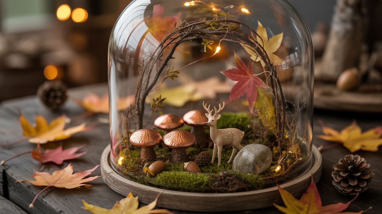 whimsical fall terrarium centerpieces