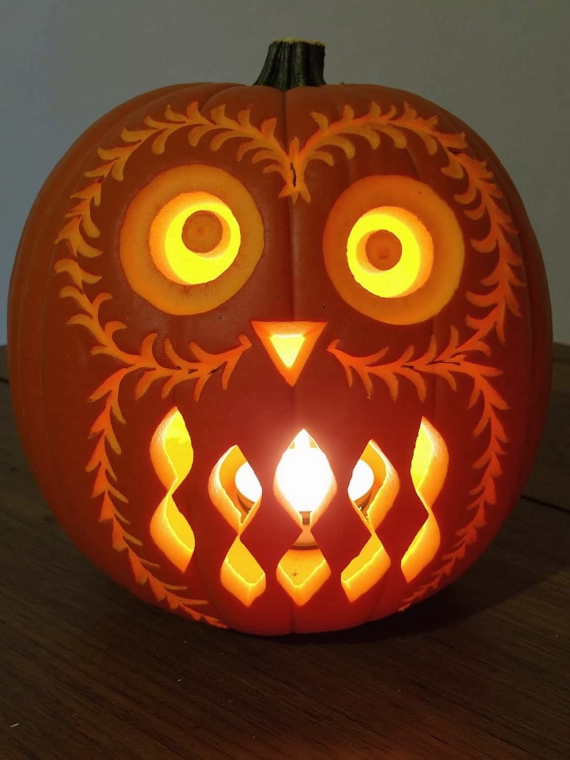 whimsical owl pumpkin design