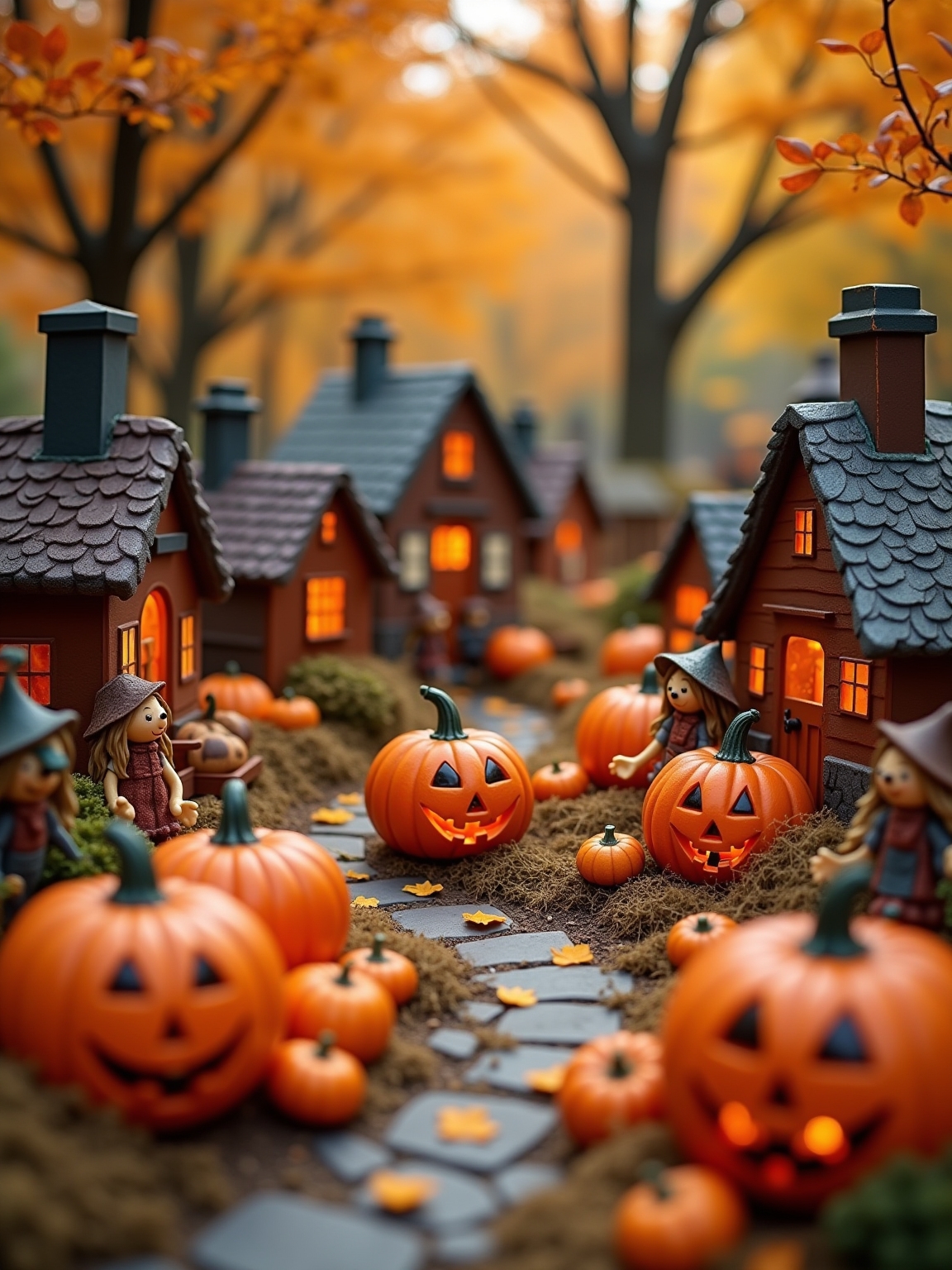 whimsical pumpkin village decor