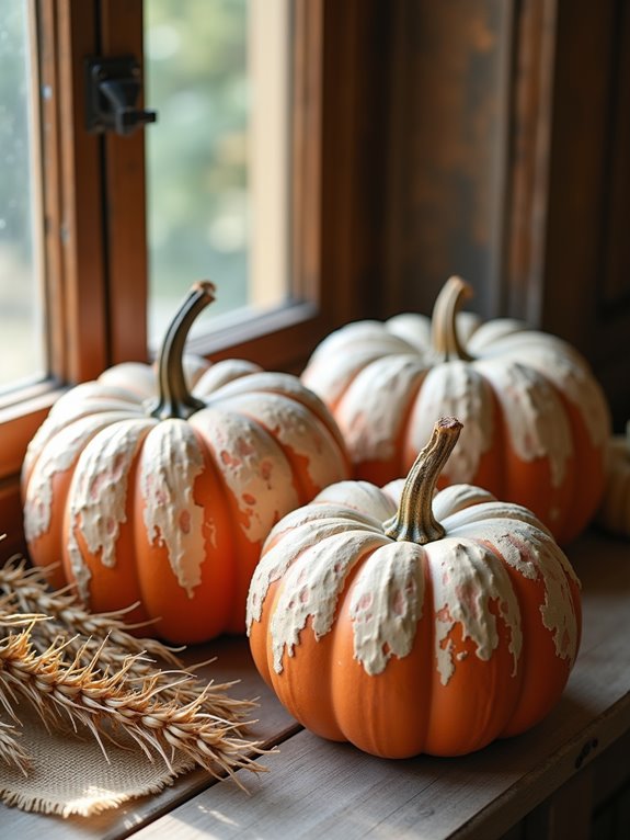 whitewashed painted pumpkin technique