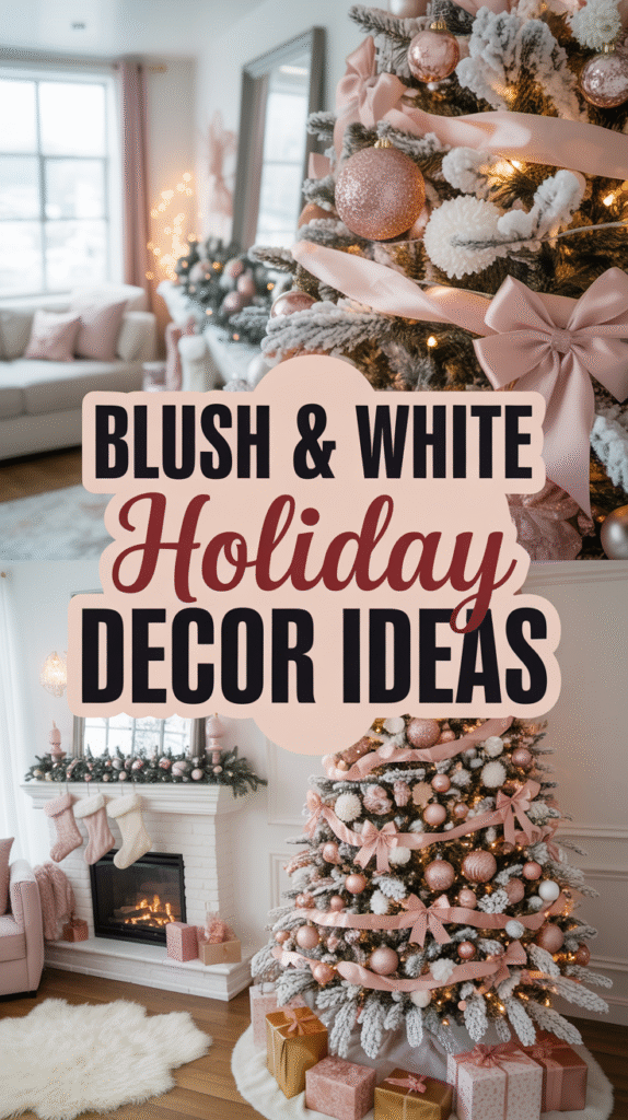 Blush and White Flocked Christmas Tree for a Snowy Fairytale