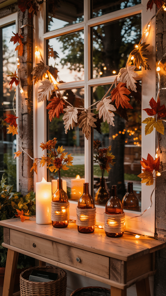 Battery-Operated String Lights Wrapped Around Door Frames and Mirrors