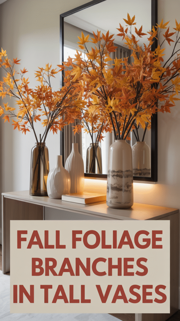 Fall Foliage Branches in Tall Vases as Statement Pieces