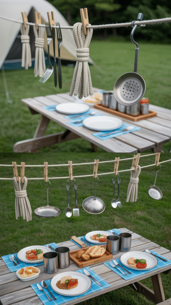 Hang Utensils and Plates Near Your Picnic Table