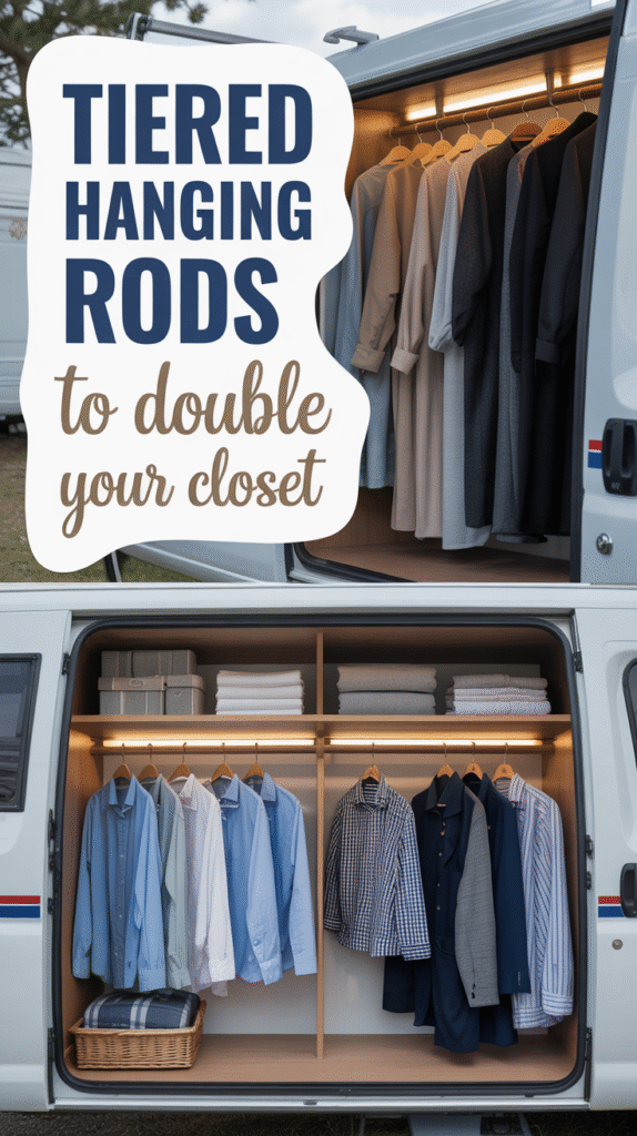 Install Tiered Hanging Rods to Double Your Closet Space