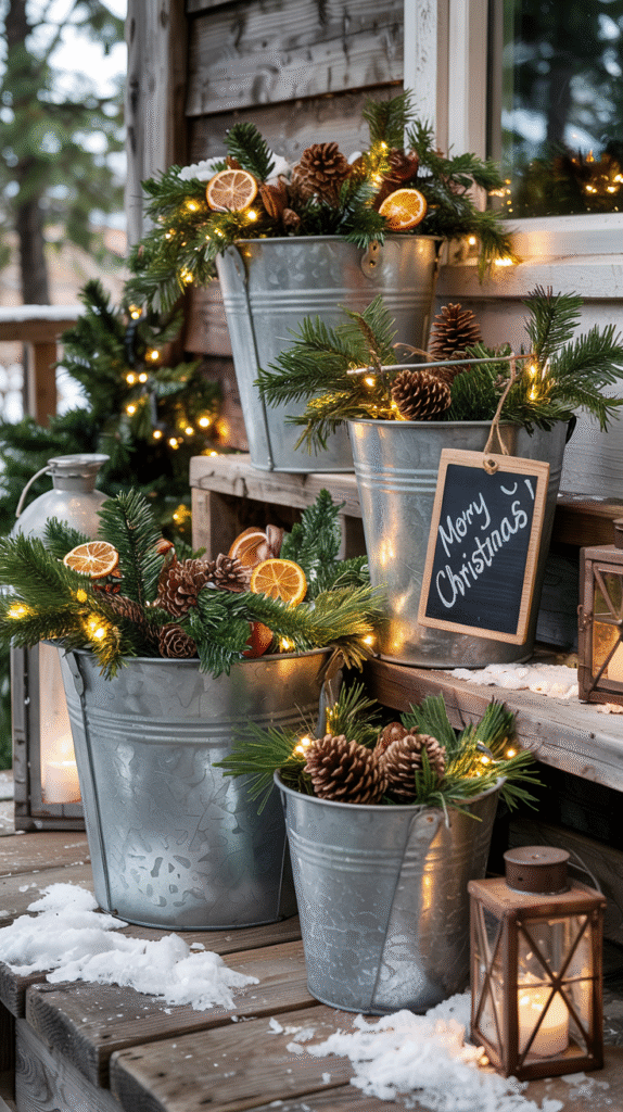 Rustic Galvanized Bucket Planters