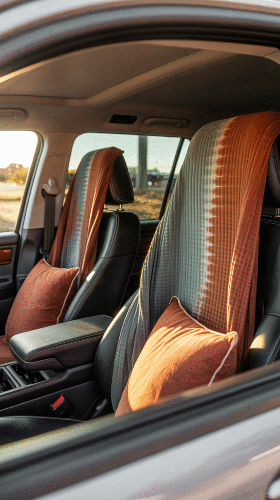 Tie-Dye Headrest Covers in Earthy Tones