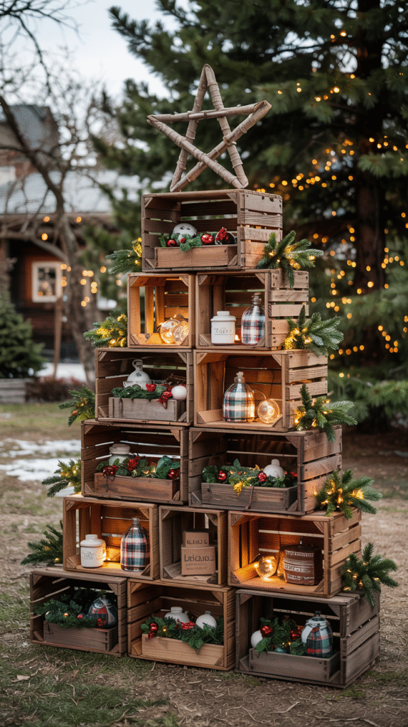 Upcycled Wooden Crate Christmas Trees