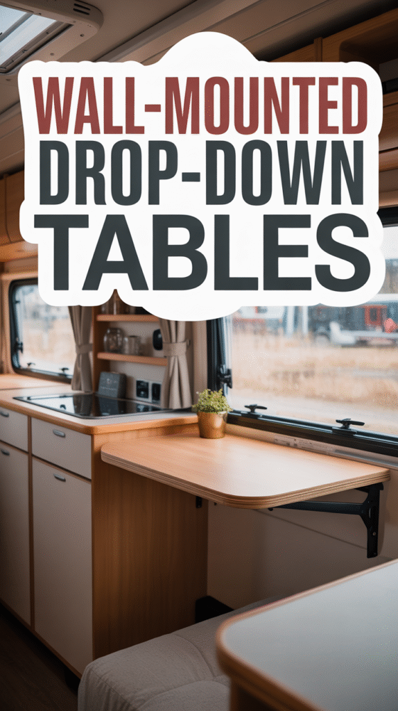 Wall-Mounted Drop-Down Tables for Vertical Space Efficiency