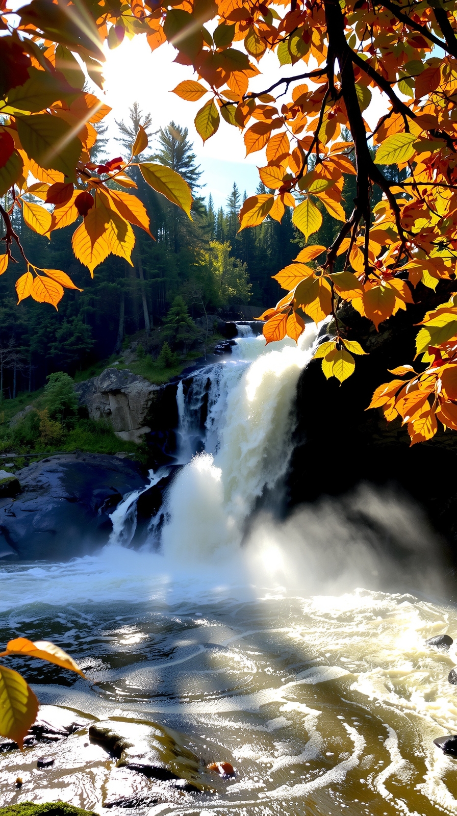 amber waterfalls in wilderness