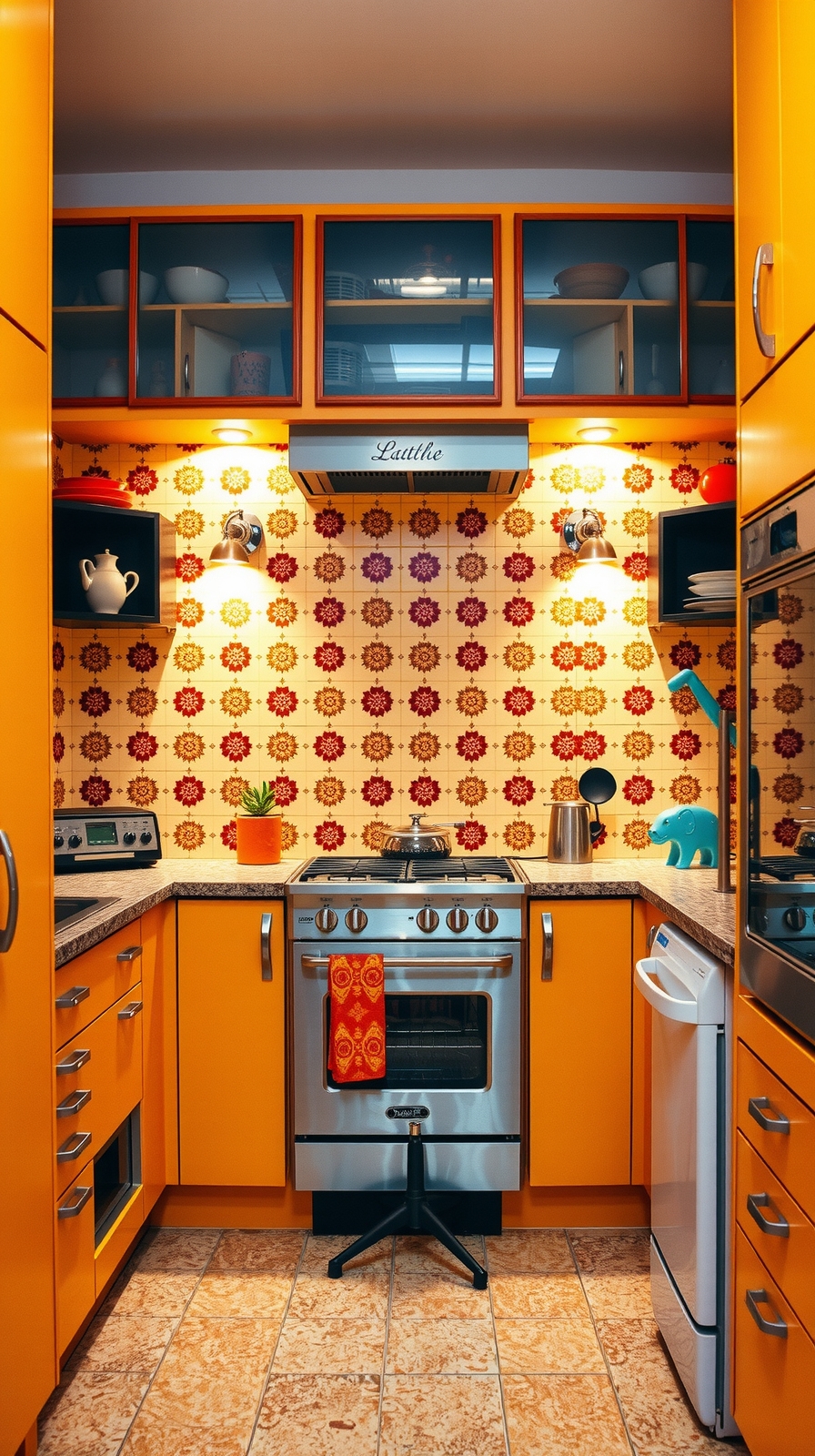bold mustard yellow kitchen