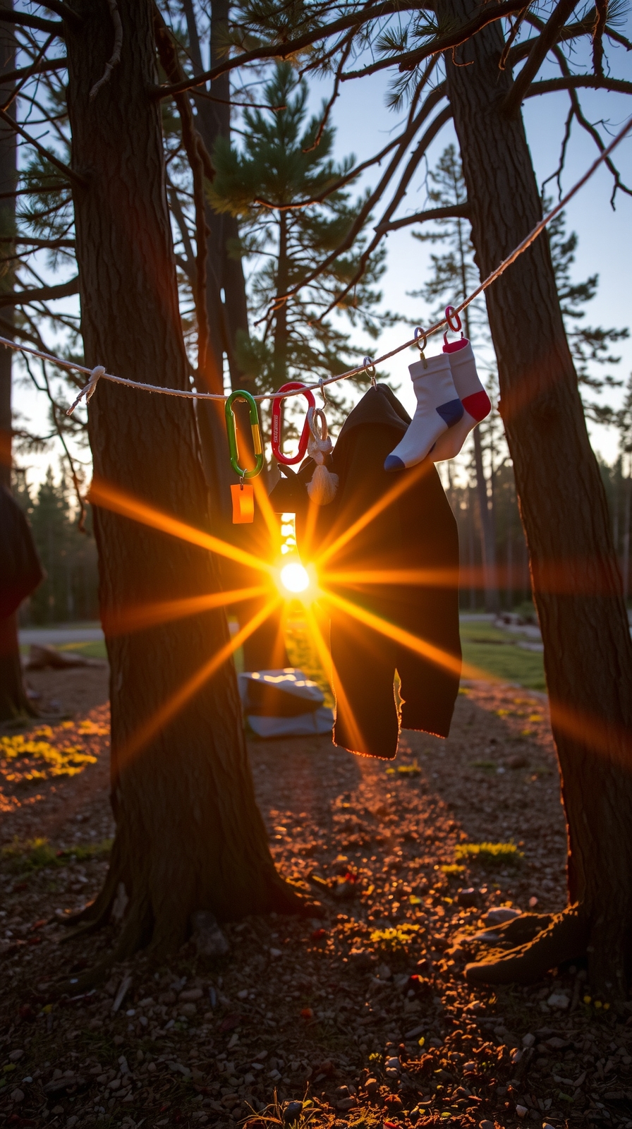 diy campsite clothesline setup