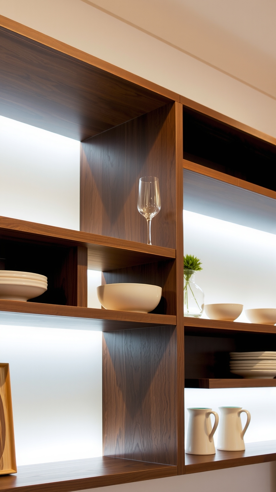 elegant mahogany shelving lighting