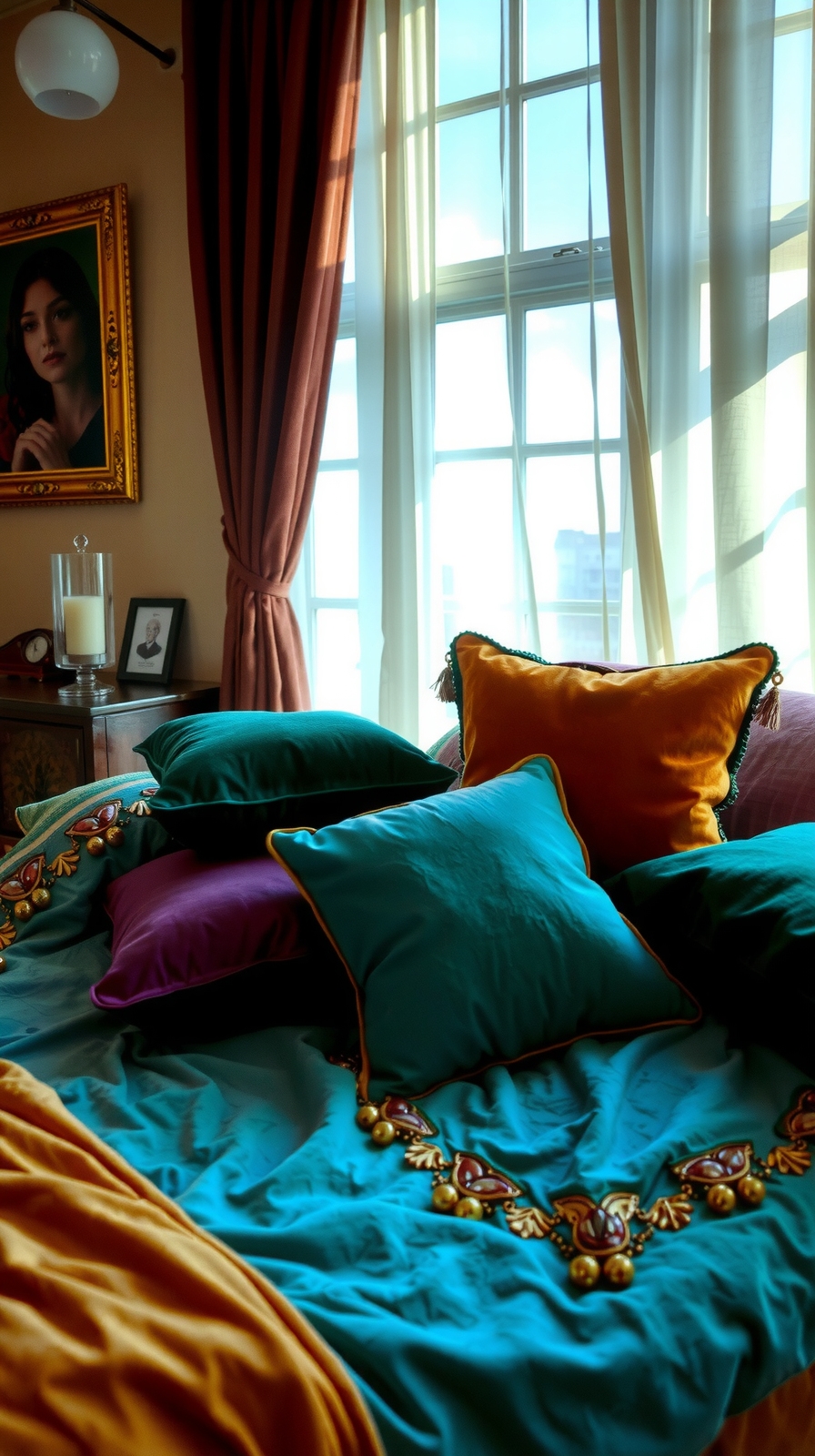 layered velvet chenille cushions