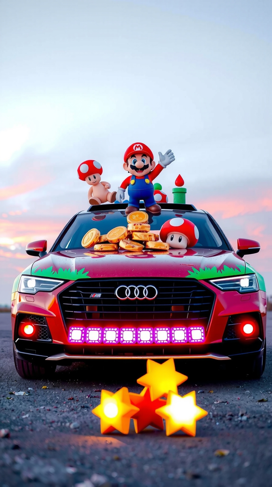 pixelated mario themed display