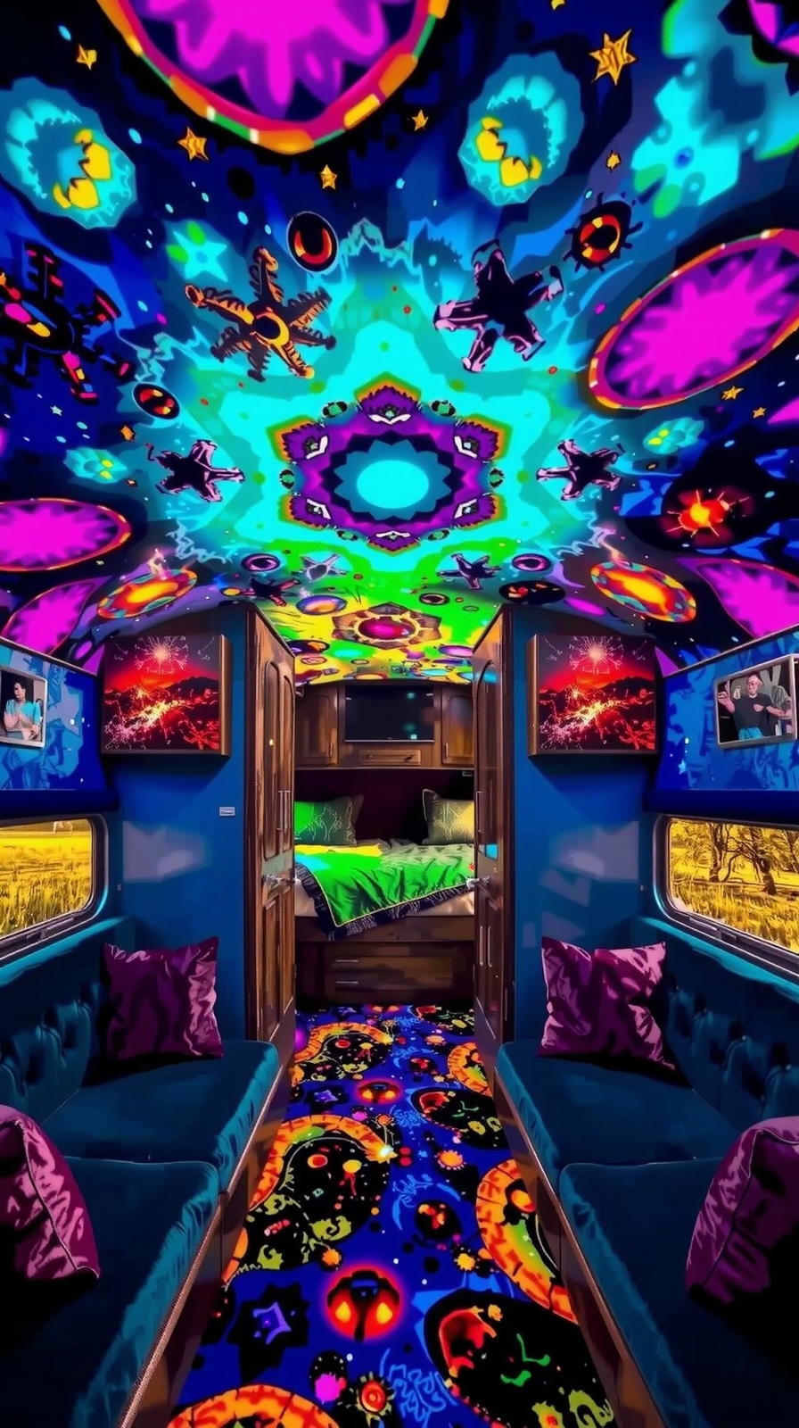 psychedelic cosmic mural environments