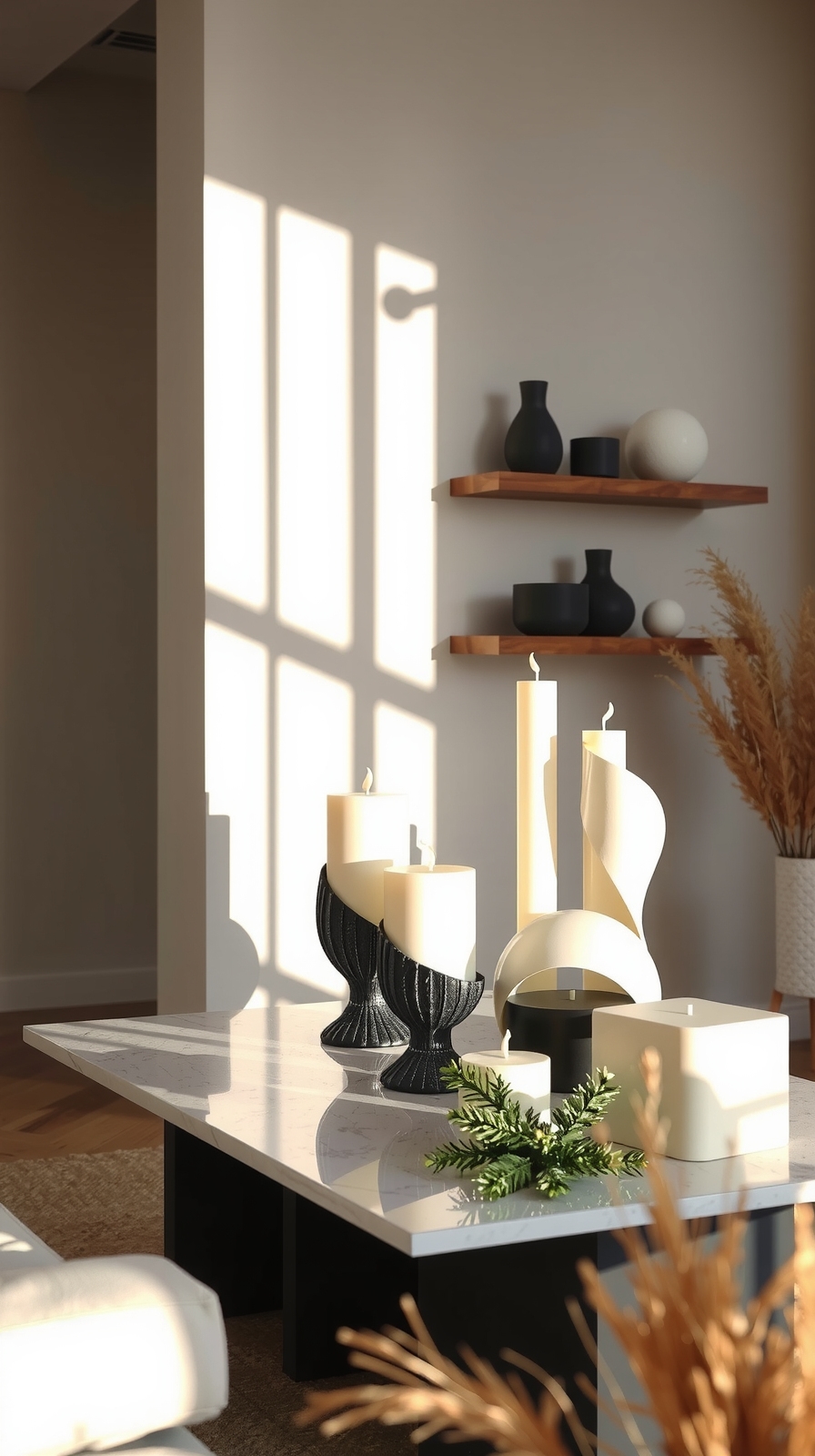 sculptural candles create ambiance