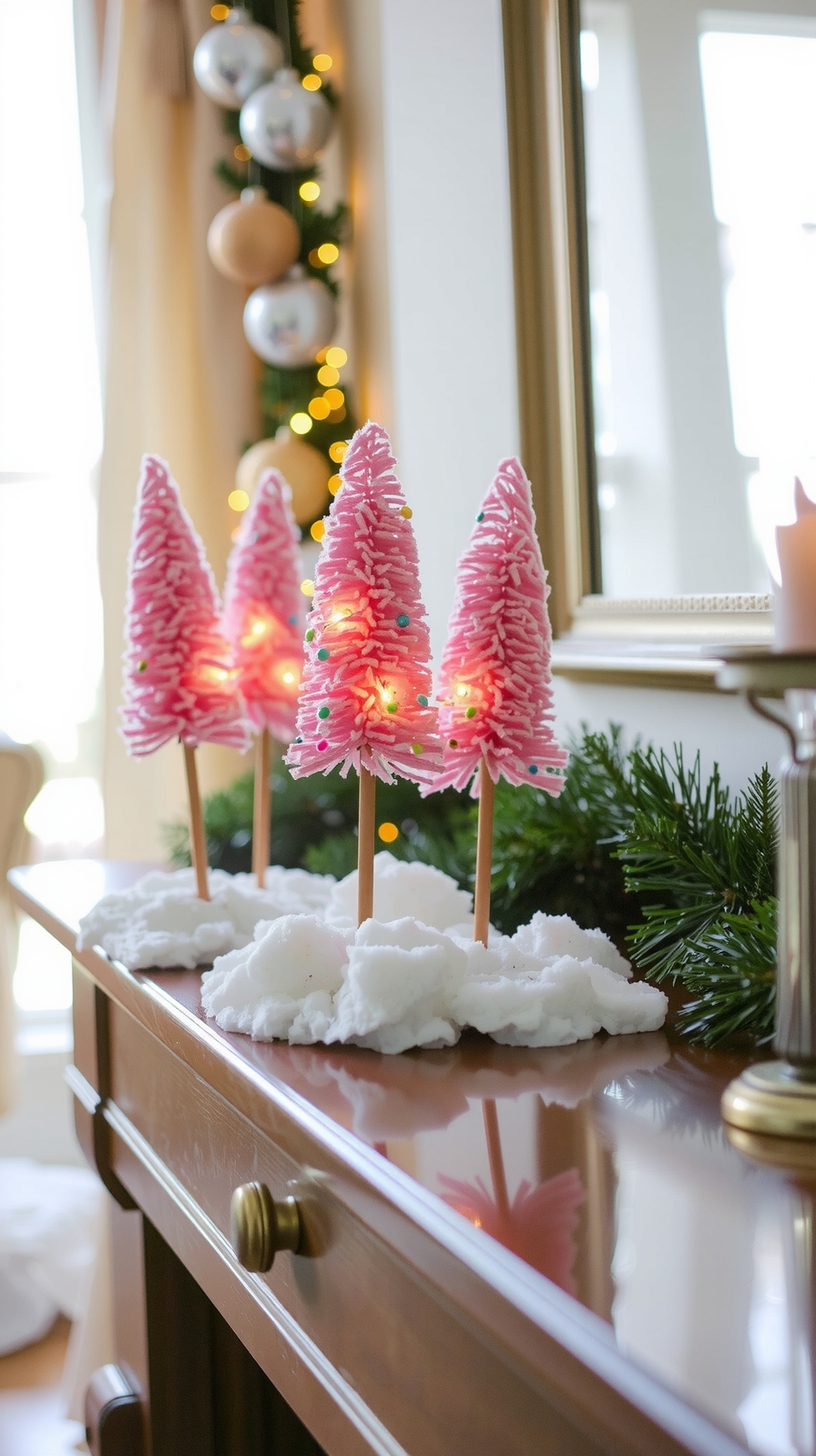 soft pink bottle brush trees