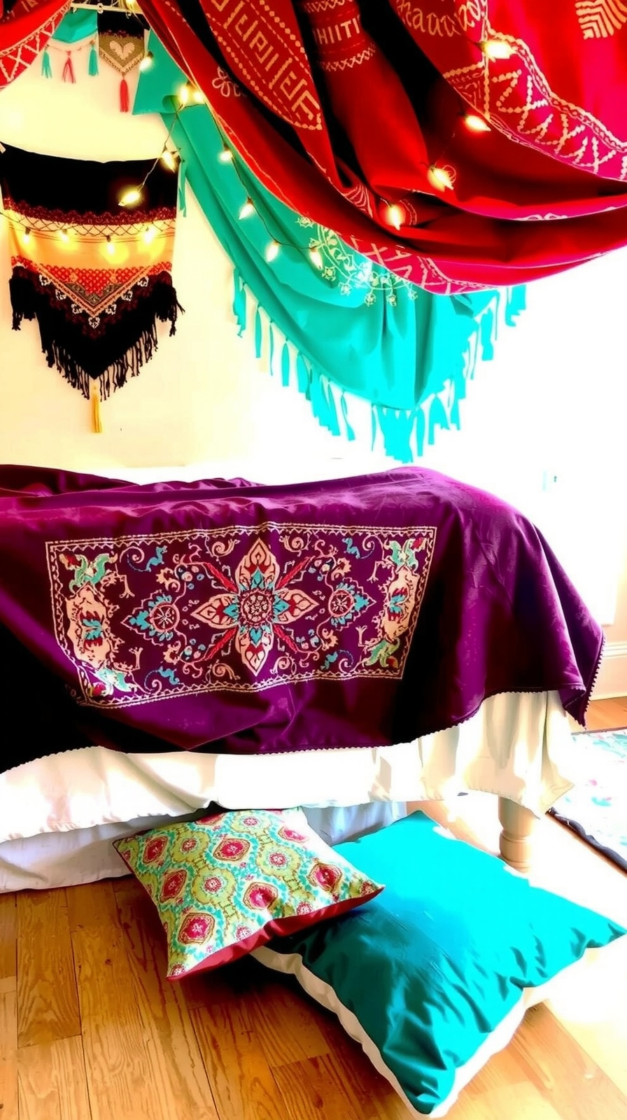 textured throws in vibrant colors